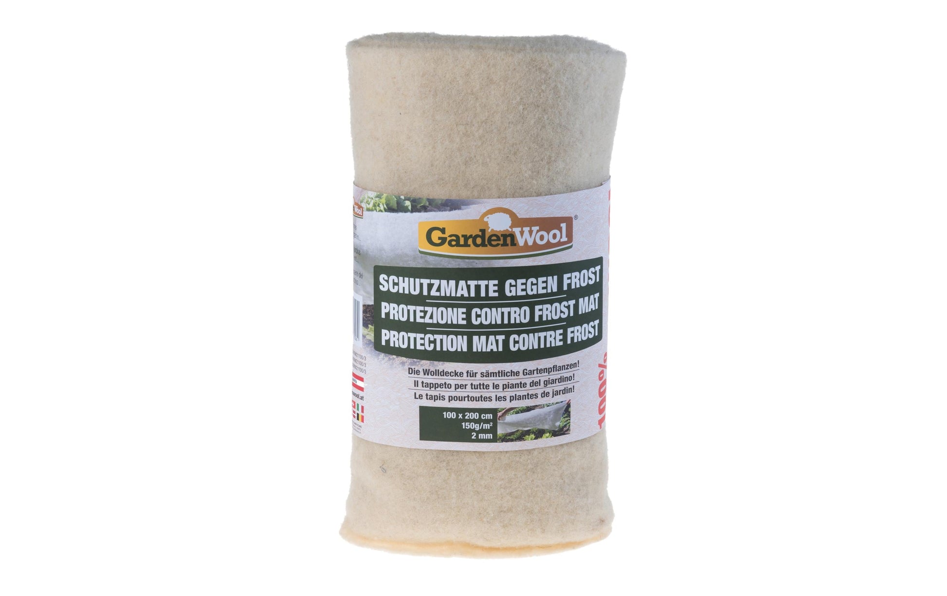 Gardenwool Frostschutzmatte – 200 × 0,2 × 100 cm, Schafwolle, Naturweiss, 150 g/m²