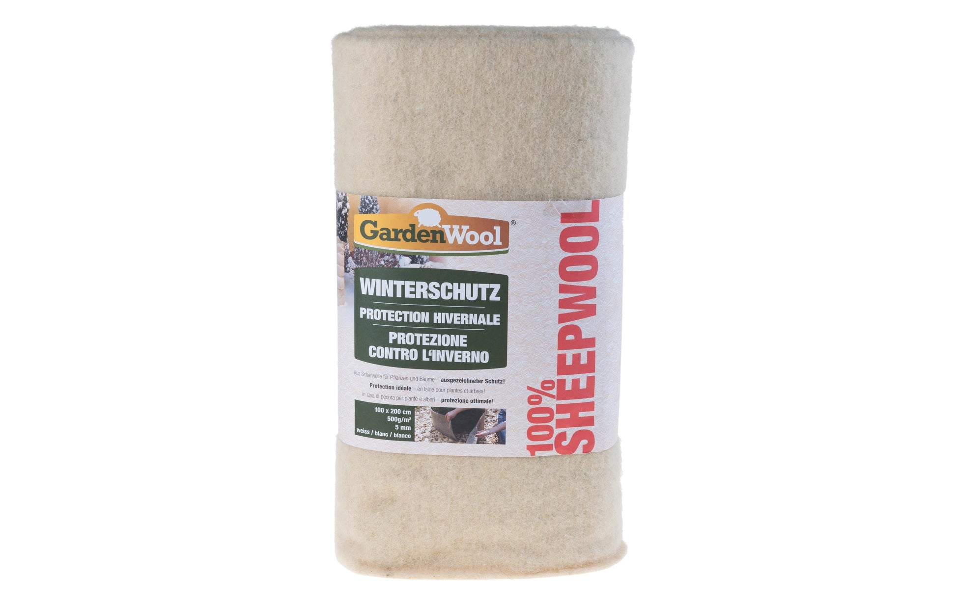 GardenWool Winterschutzmatte – 2000 mm × 1 m, Schafwolle, Weiss