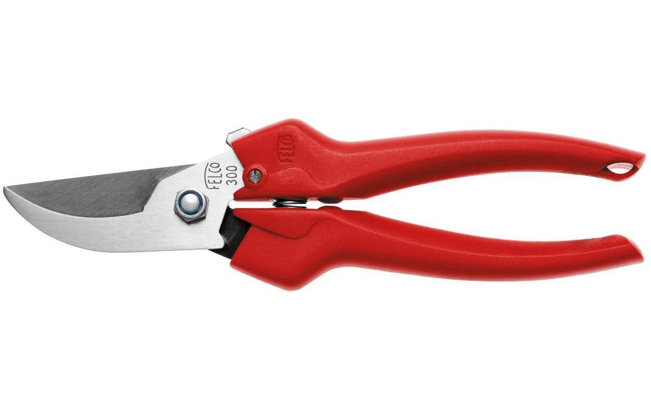 Felco 300 – Gartenschere Klingenlänge 190 mm, Aluminiumgriff, Amboss, Rot, 1 Stk.