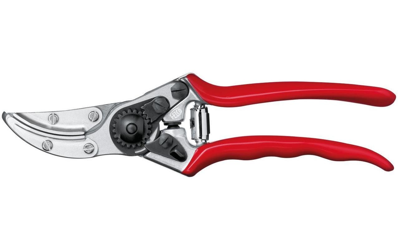 Felco 100 – Gartenschere Klingenlänge 210 mm, Amboss-Schneidesystem, Aluminiumgriff, Rot