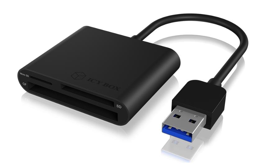 ICY BOX USB-Kartenleser USB 3.2 Gen 1 (5 Gbit/s) – CF, SD, microSD – Schwarz