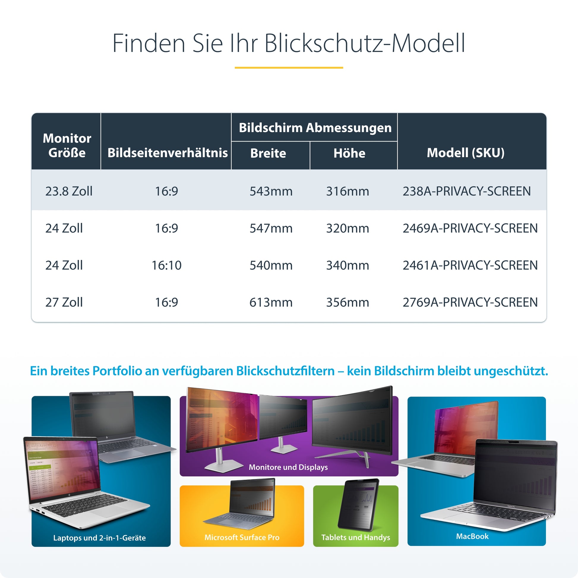 StarTech.com Displayschutz für 23,8" Monitor
