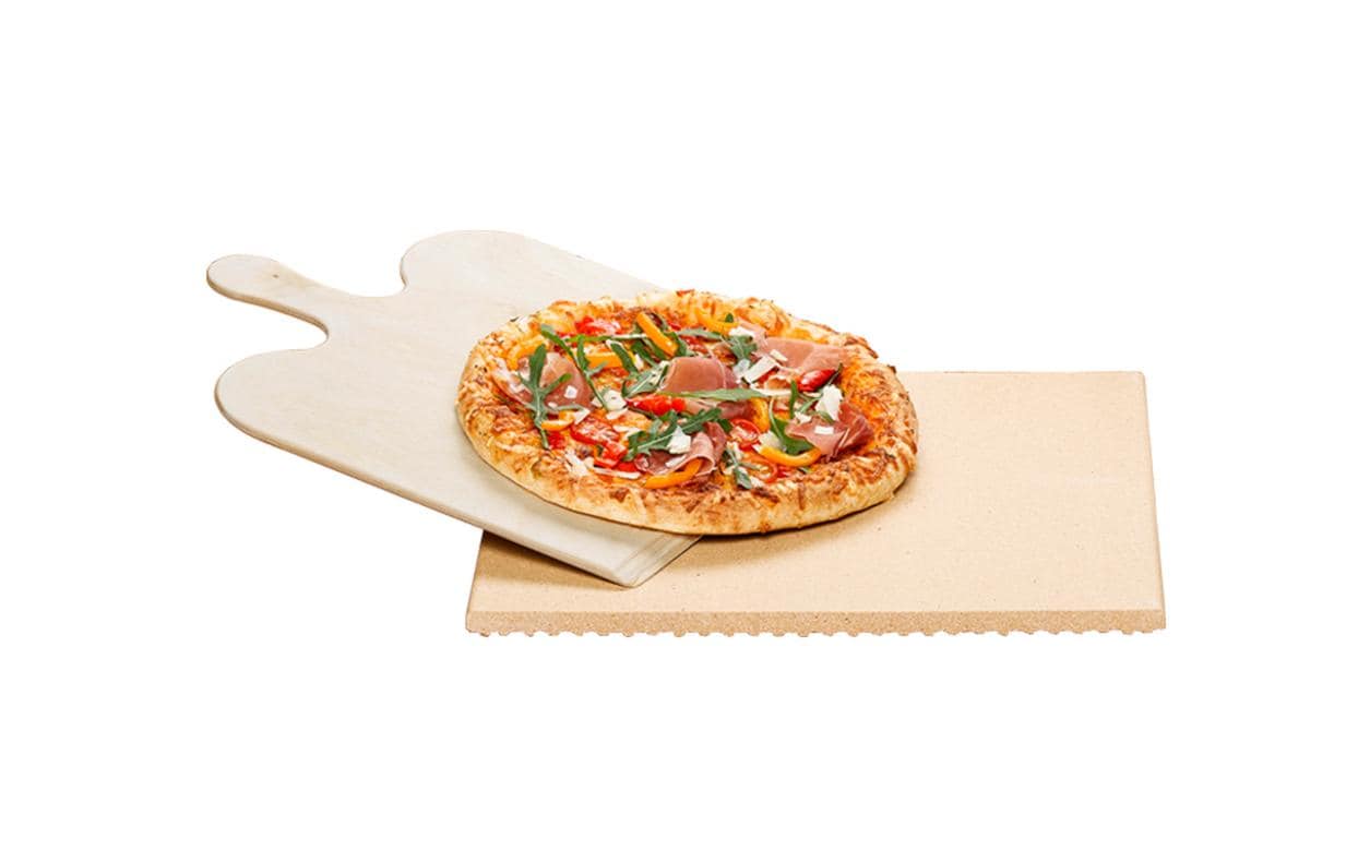 Rommelsbacher Pizza-/Brotbackstein-Set, 35 × 35 × 14 cm, Stein/Holz, Beige