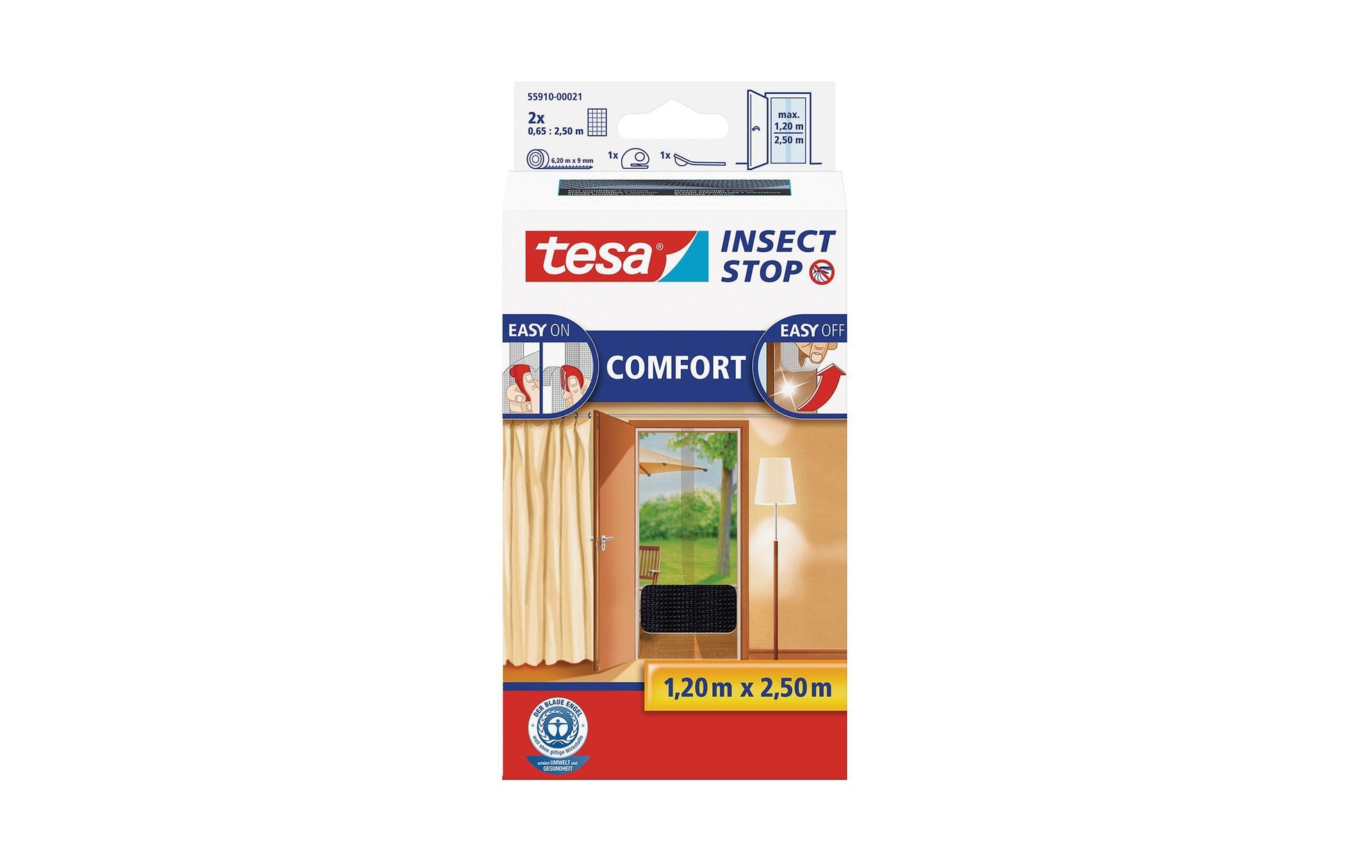 TESA Fliegengitter Tür – 120 × 250 cm – anthrazit – waschbar – für Türen