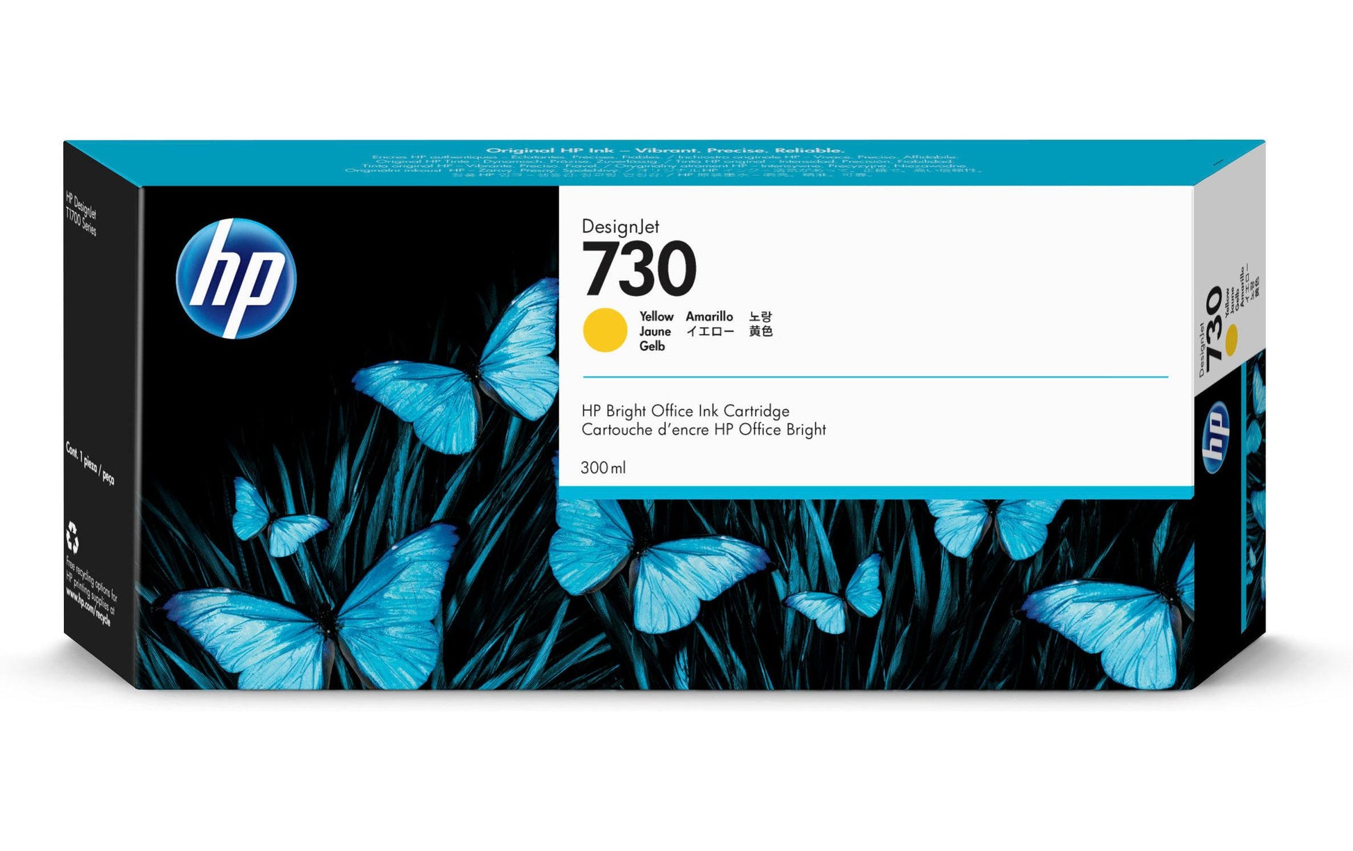 HP Tintenpatrone 730, Gelb, 300 ml – für Inkjetdrucker