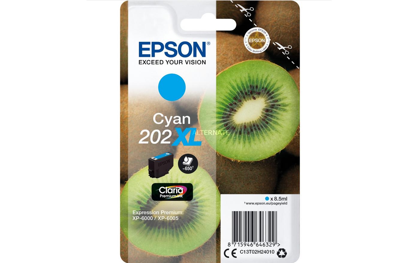Epson Tintenpatrone 202XL, cyan, 8,5 ml