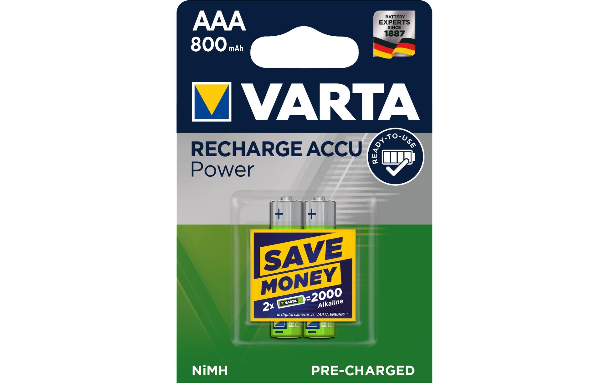 Varta AAA Akkus, NiMH, 800 mAh, 1,2 V – 2 Stk.