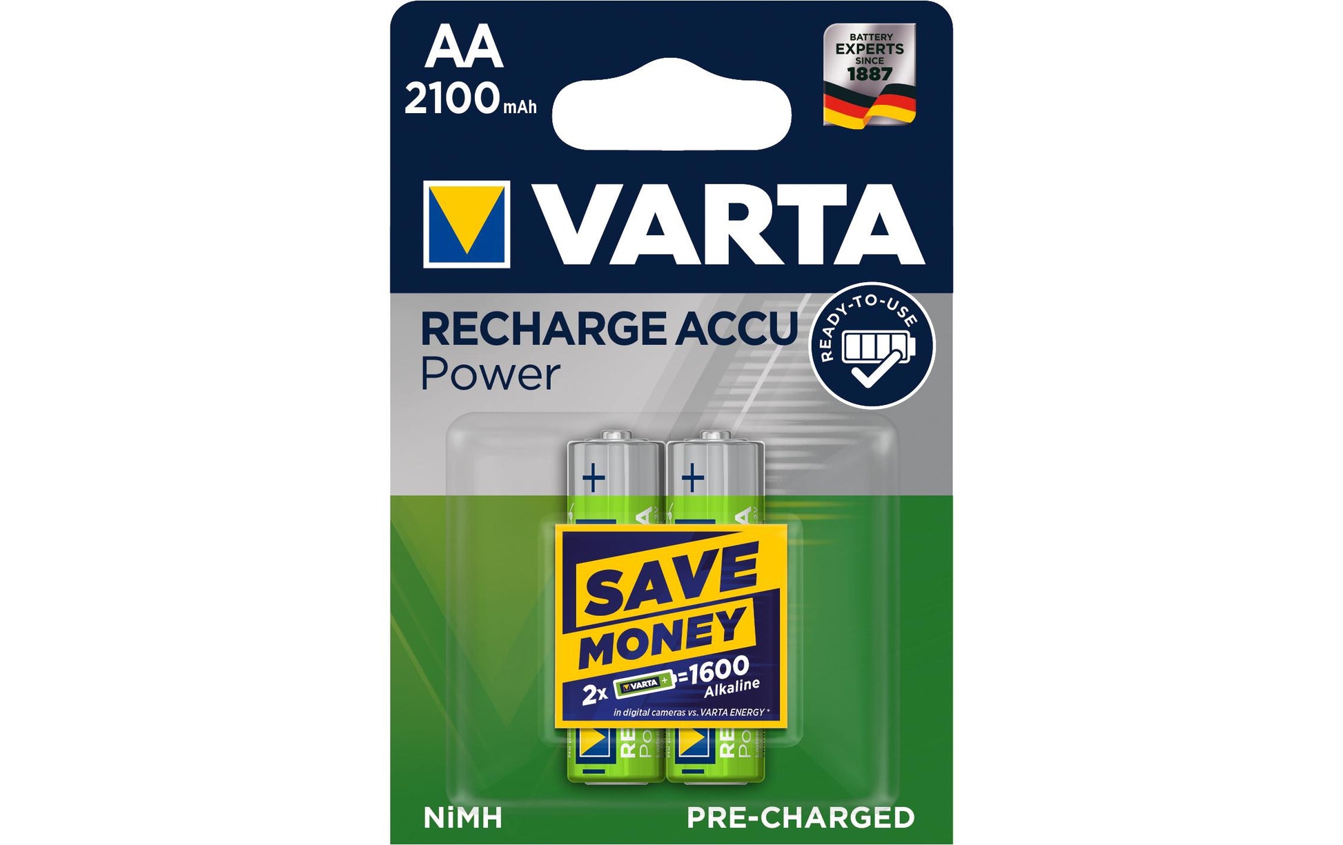 Varta AA Akkus, NiMH, 2100 mAh, 1,2 V – 2 Stk.