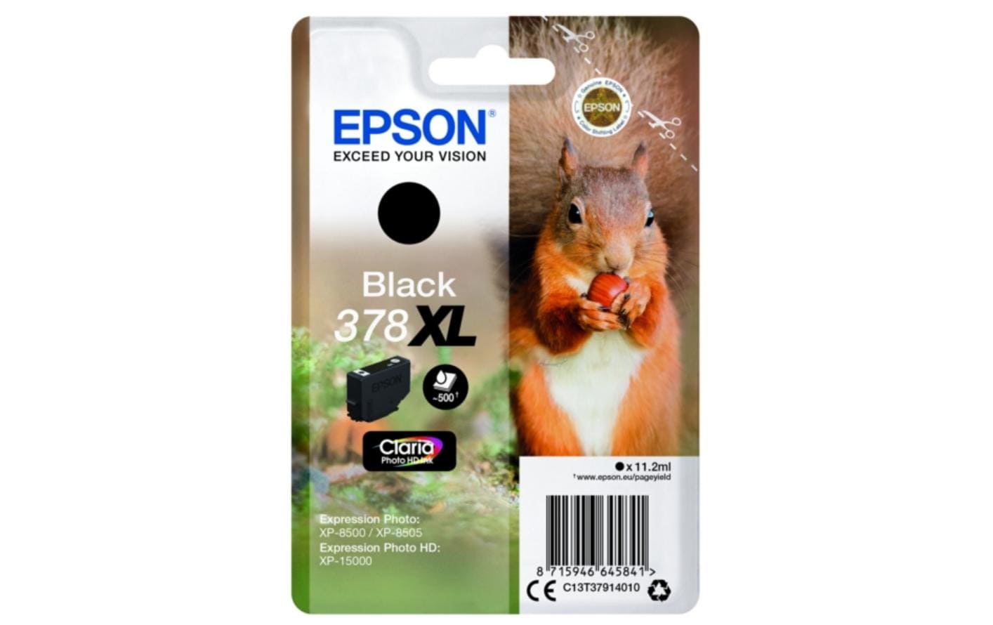 Epson Tintenpatrone 378XL, Schwarz, XL, 500 Seiten – für Tintenstrahldrucker