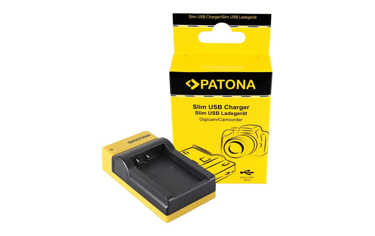 PATONA Micro-USB-Ladegerät – 46 × 85 × 23 mm, 8,4 V, 0,5 A, schwarz – für Canon EOS 750D, 760D, 8000D und andere