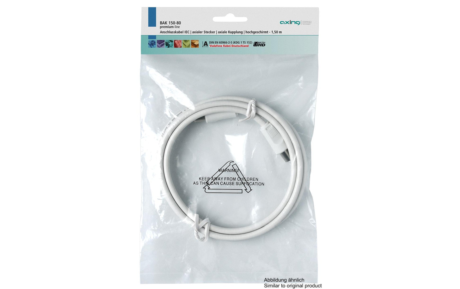 Axing Koaxial-Antennenkabel (IEC) – 10 m – Weiss