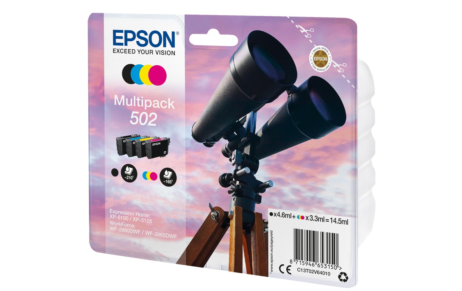 Epson Tintenpatronen-Multipack 502, CMYK, 4er-Pack