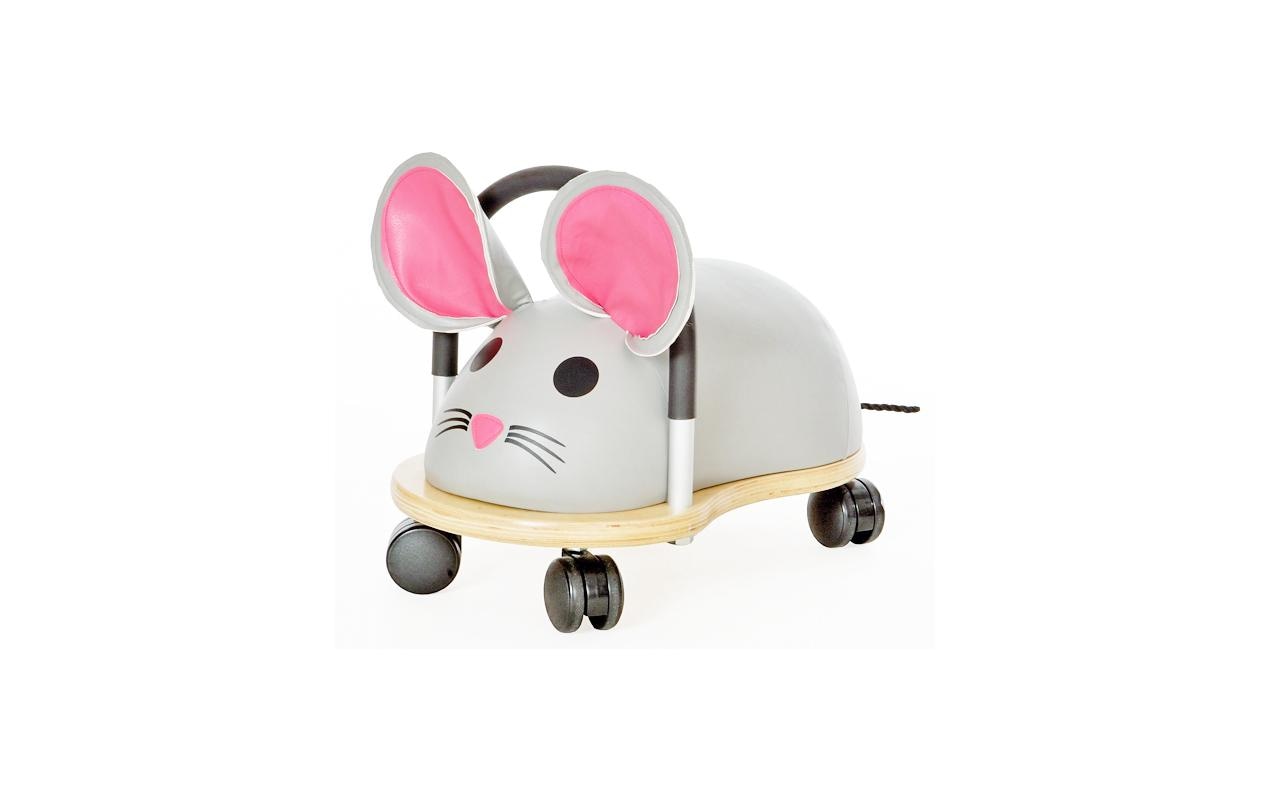 Wheely Bug Wheelybug Aufsitztier Maus – 23 × 21 × 40 cm – ab 1 Jahr – Polyurethan, Schaumstoff, Holz – grau/pink