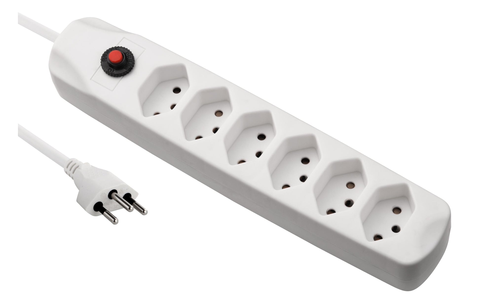 Furber. Steckdosenleiste – 6× T13, 1,5 m, ohne Schalter, weiss