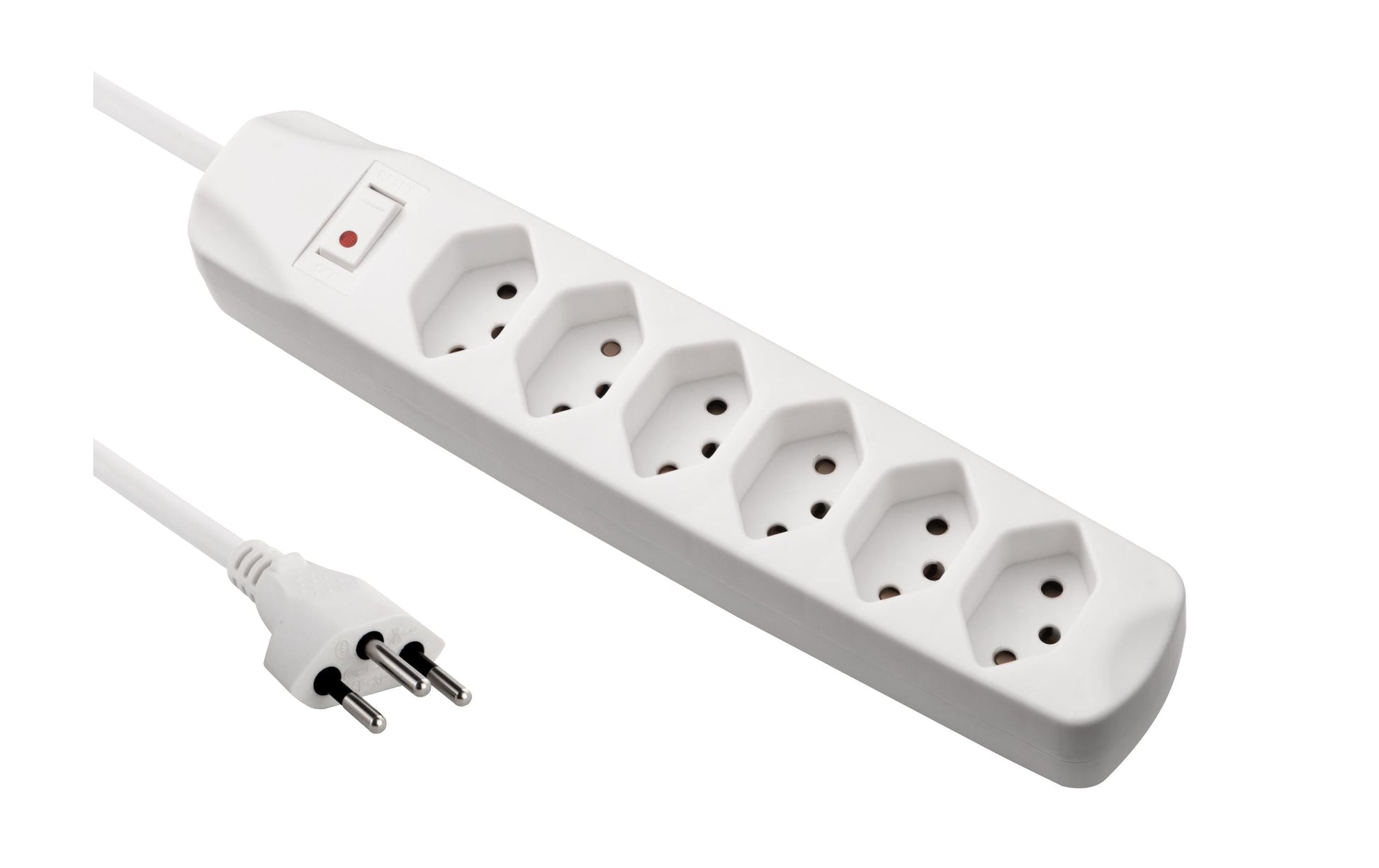 FURBER.power Steckdosenleiste – 6× T13, 1,5 m, mit Schalter, Weiss