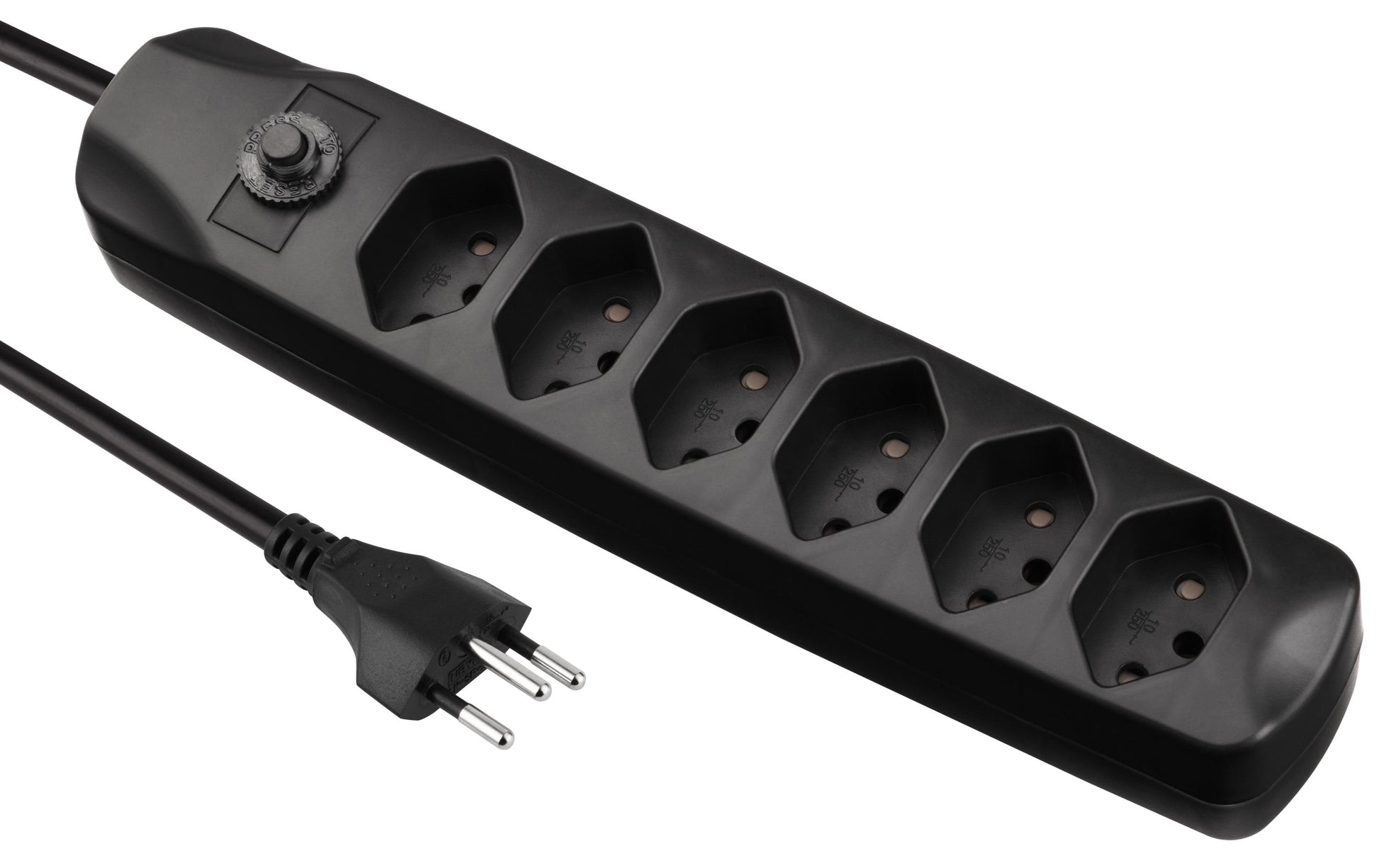FURBER.power Steckdosenleiste – 6× T13, 1,5 m, ohne Schalter, mit Kinderschutz, schwarz