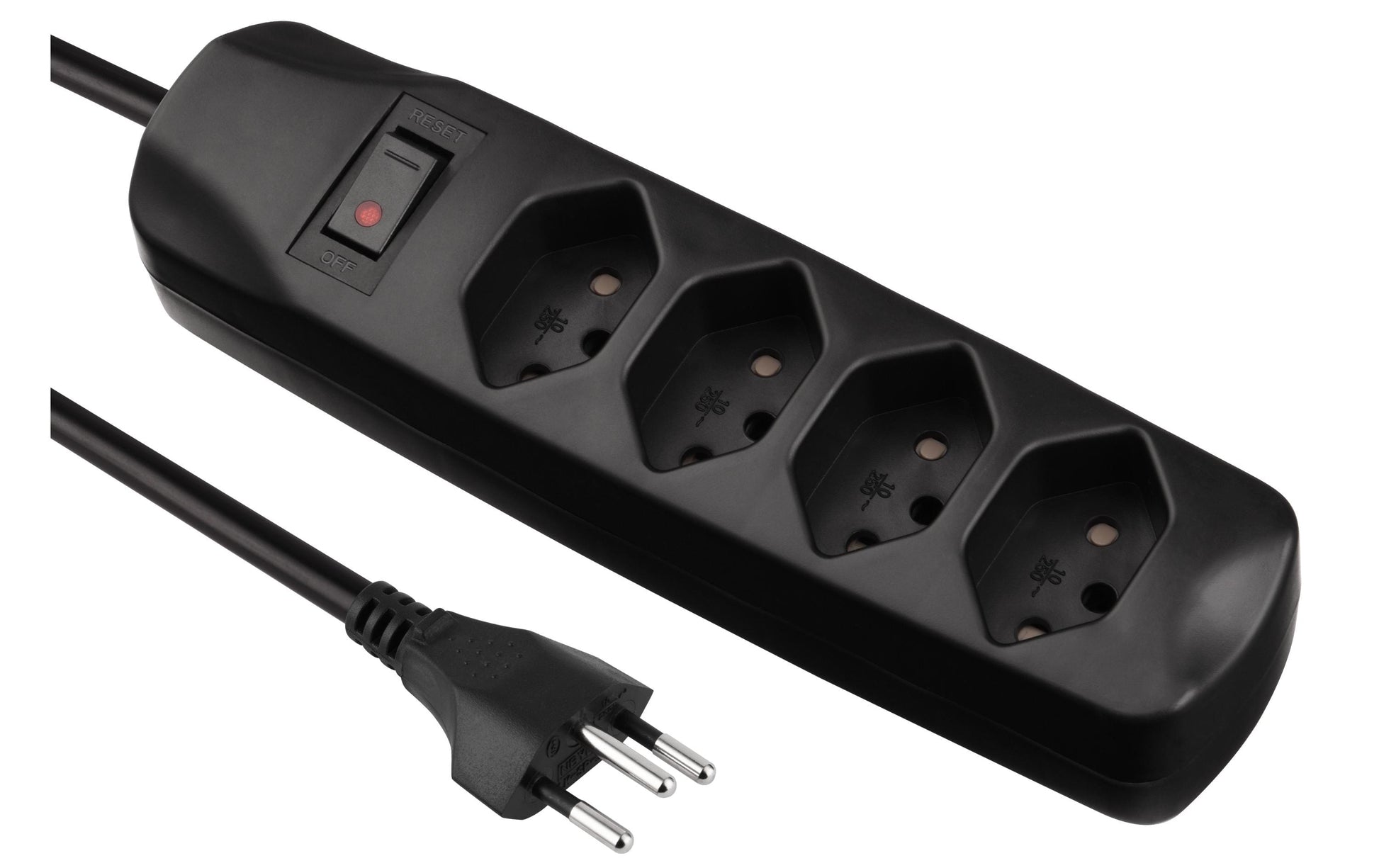 FURBER.power Standard Steckdosenleiste, 4×T13, mit Schalter, 1,5 m, Eingang T12 – Schwarz