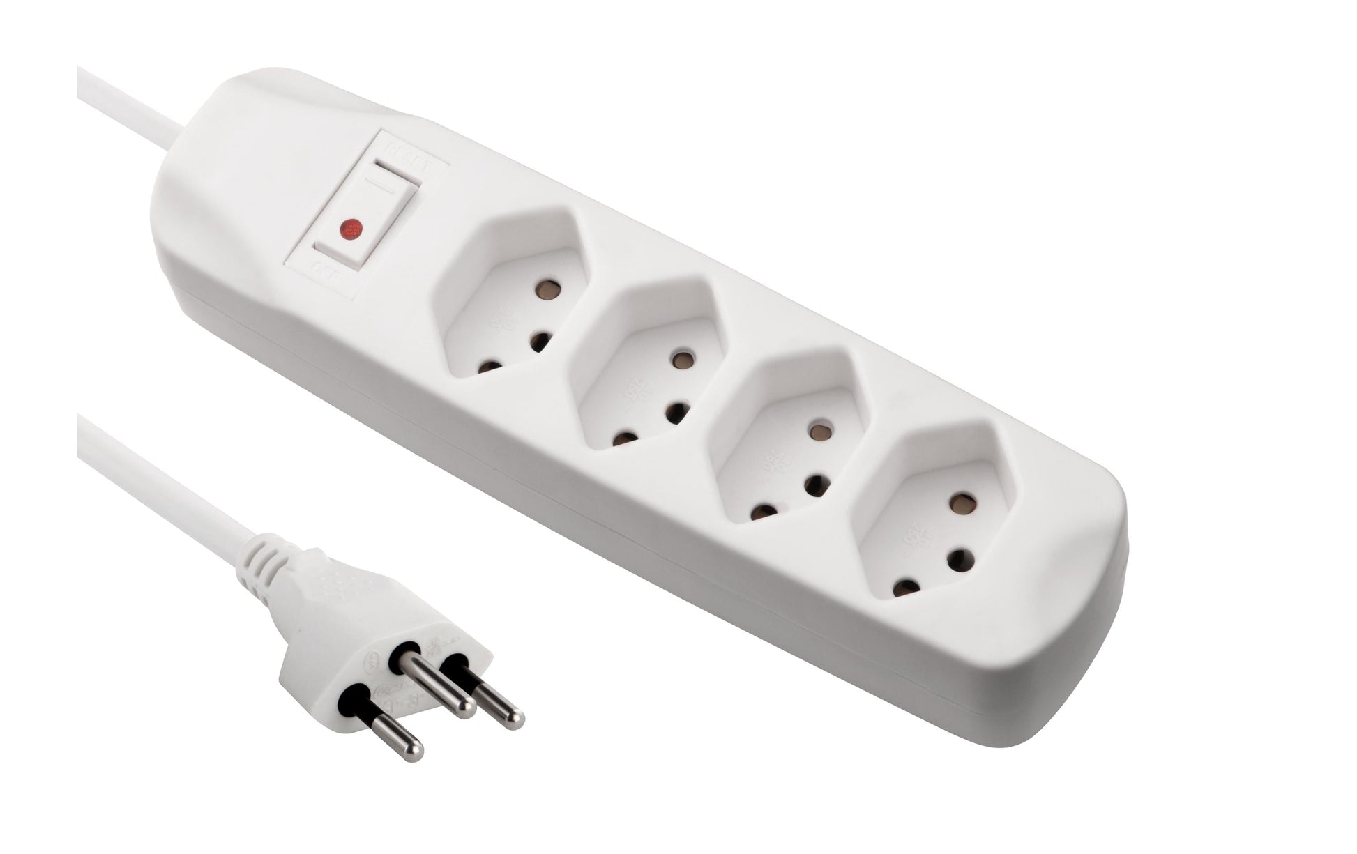 Furber. Furber Standard Steckdosenleiste, 4×T13, mit Schalter, 1,5 m, Kindersicherung, Befestigungslaschen – Weiss