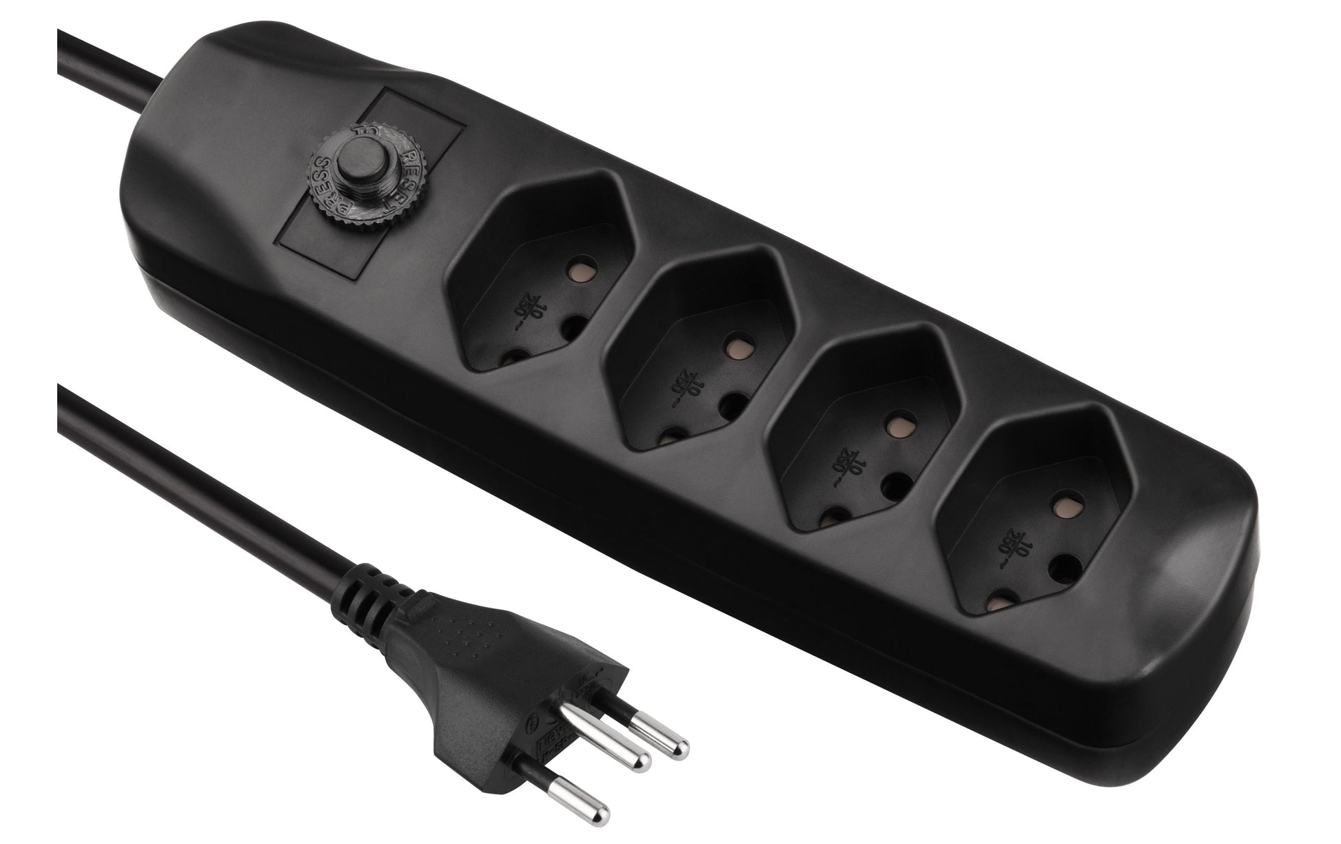 FURBER.power Standard Steckdosenleiste – 4× T13, 1,5 m, ohne Schalter, Kinderschutz, schwarz