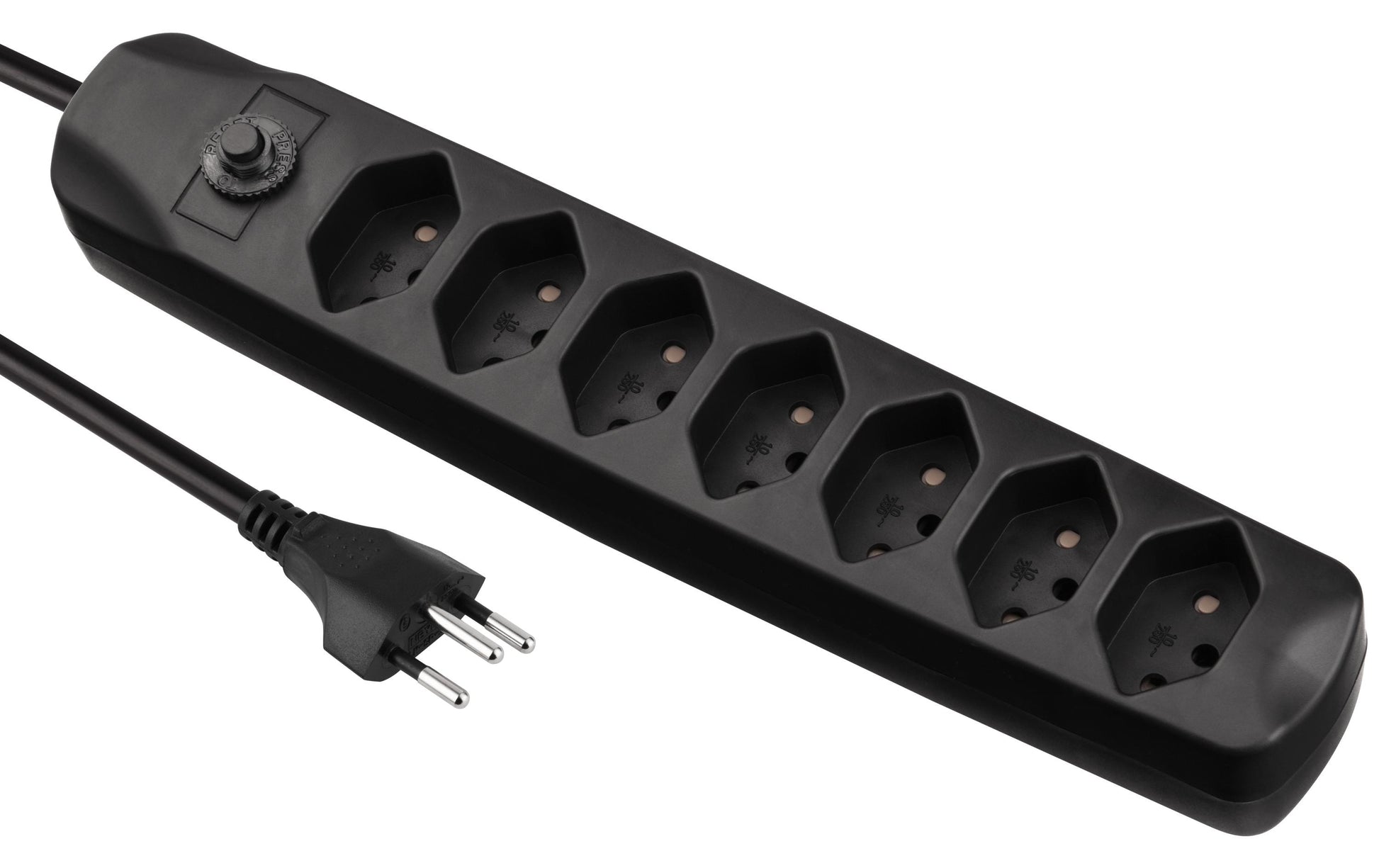 FURBER.power Steckdosenleiste, 7×T13, 1,5 m, Eingang T12, Befestigungslaschen, Kinderschutz – Schwarz