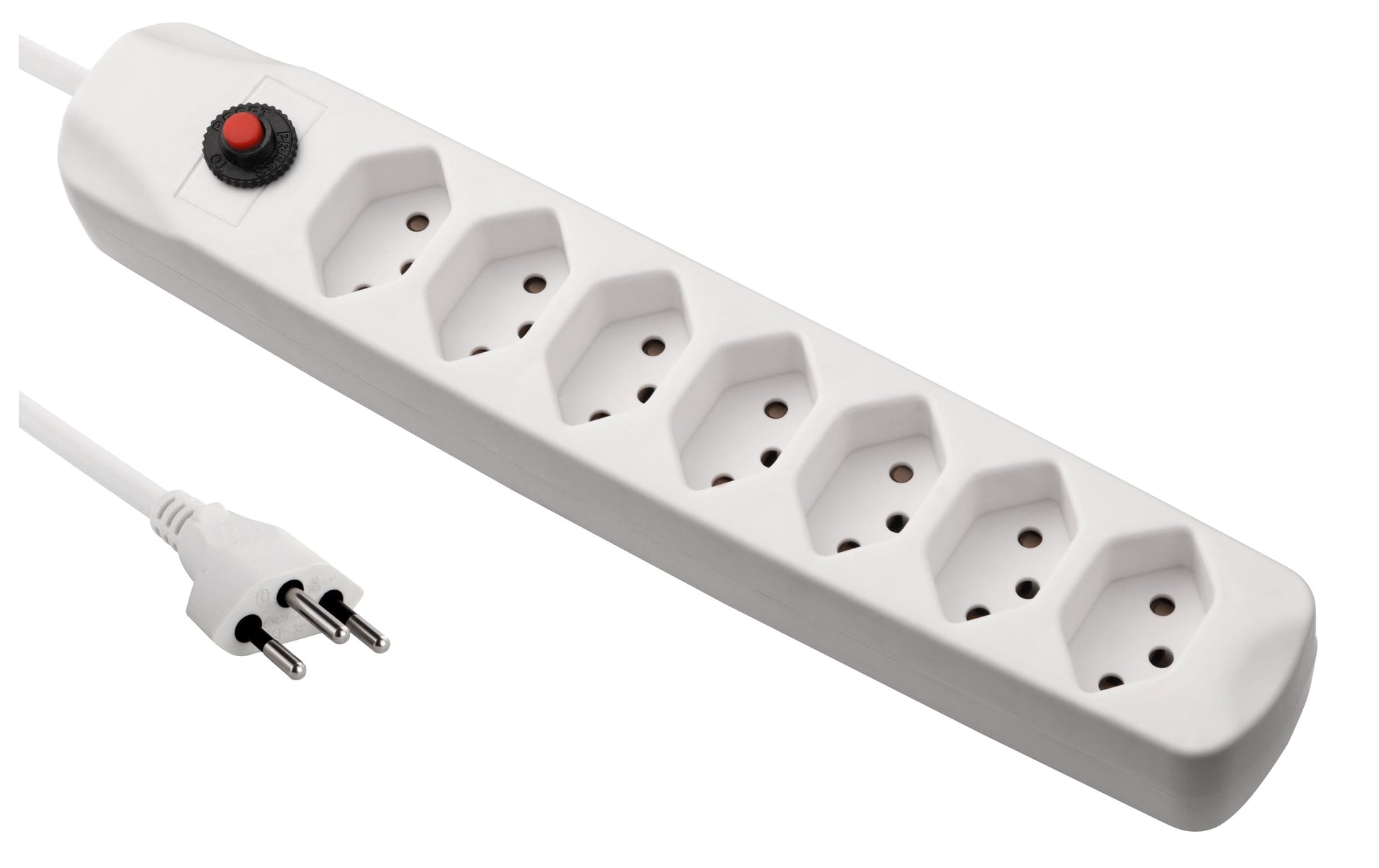 FURBER.power Standard Steckdosenleiste, 7×T13, ohne Schalter, 1,5 m, Eingang T12 – Weiss