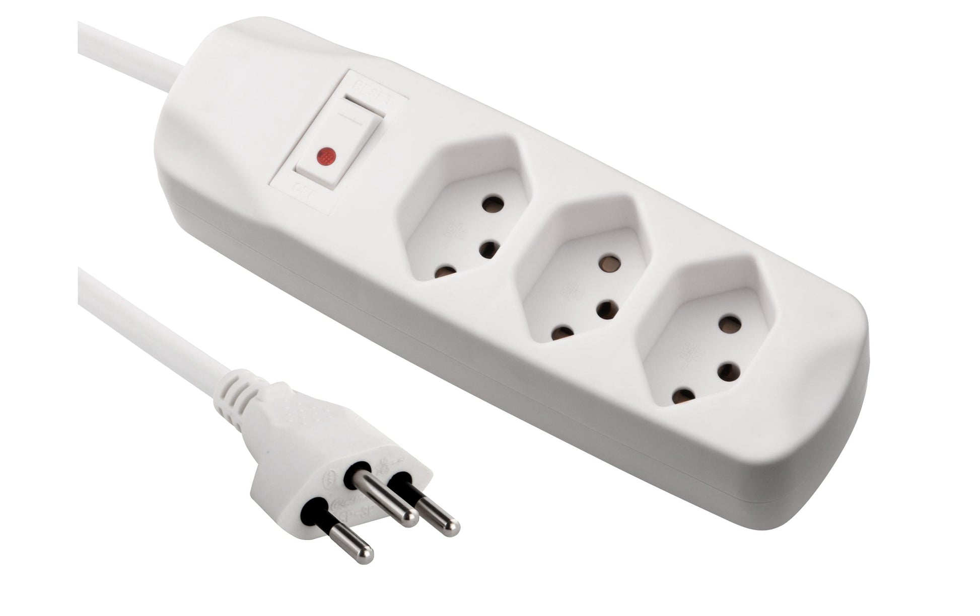 FURBER.power Steckdosenleiste – 3× T13, 1,5 m, mit Schalter, Weiss