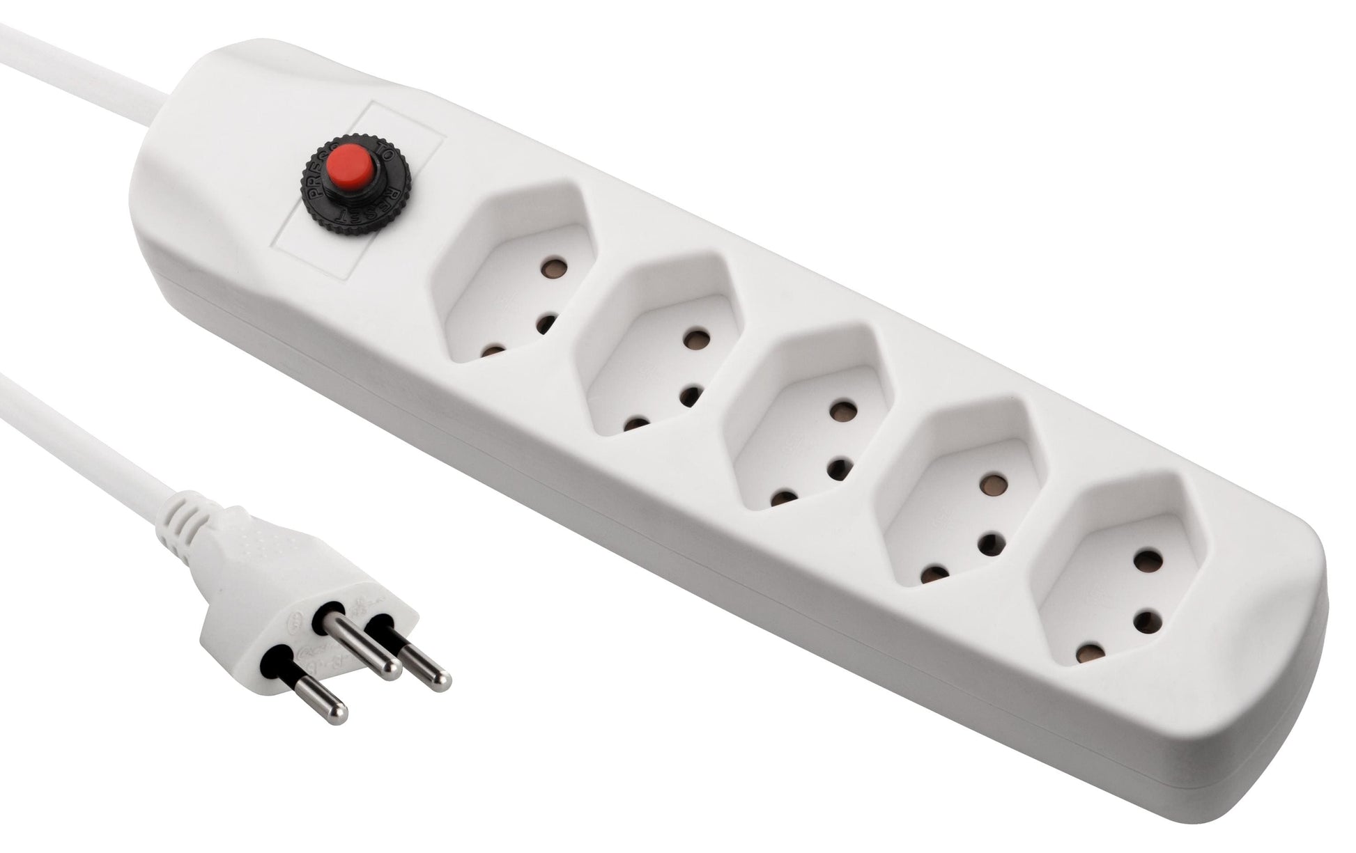 FURBER.power Steckdosenleiste – 5× T13, 1,5 m, ohne Schalter, Kinderschutz, Befestigungslaschen, weiss