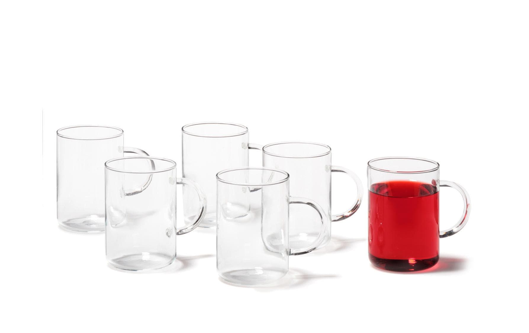 LEONARDO Novo Teeglas – 0,36 l, Borosilikatglas, Transparent, Henkel, spülmaschinenfest, 6 Stück