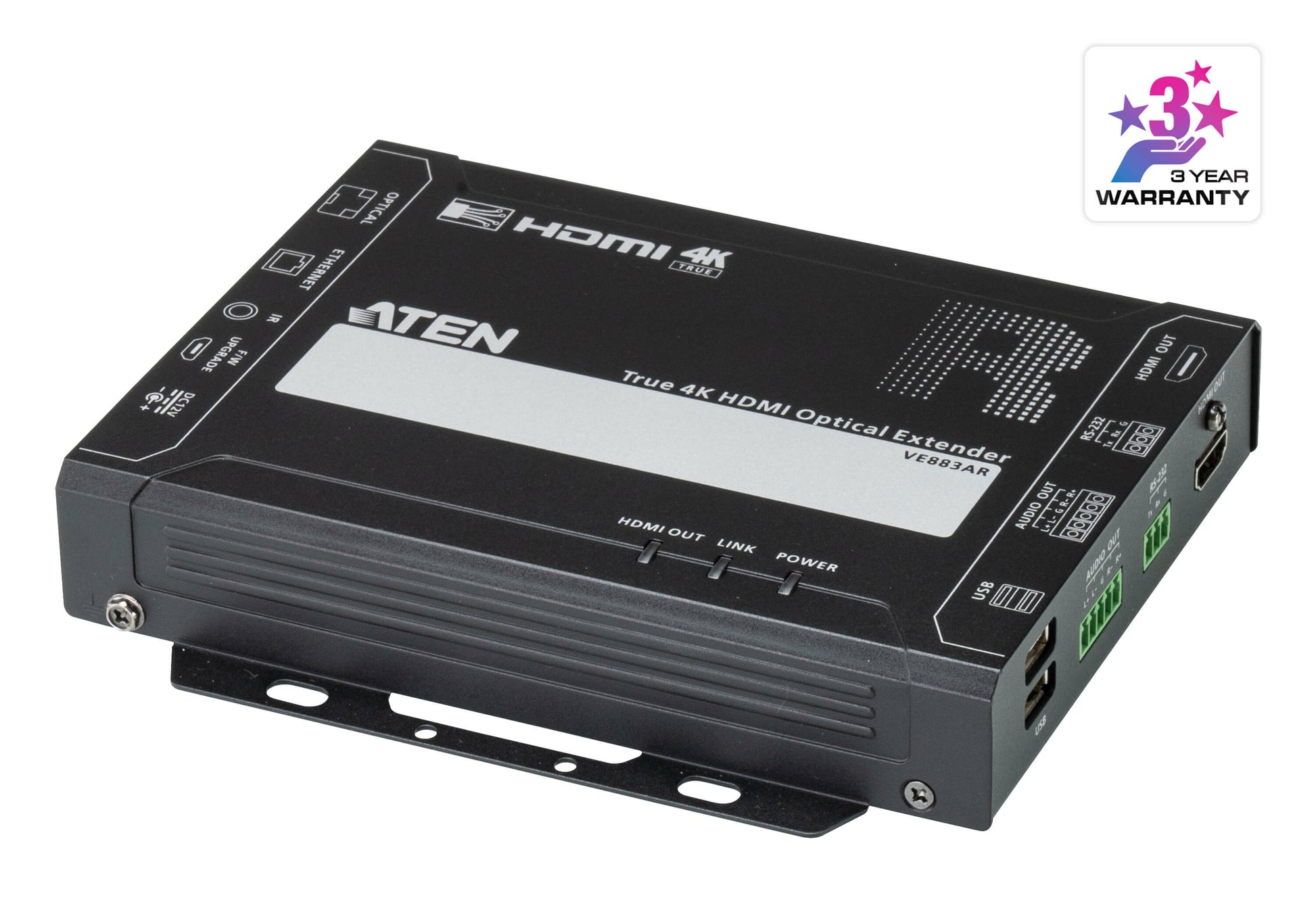 ATEN VE883AK1 – HDMI Extender-Set, über Glasfaser, 4K@60 Hz, 300 m, 4:4:4, HDCP 2.2, USB 2.0, IR, RS-232