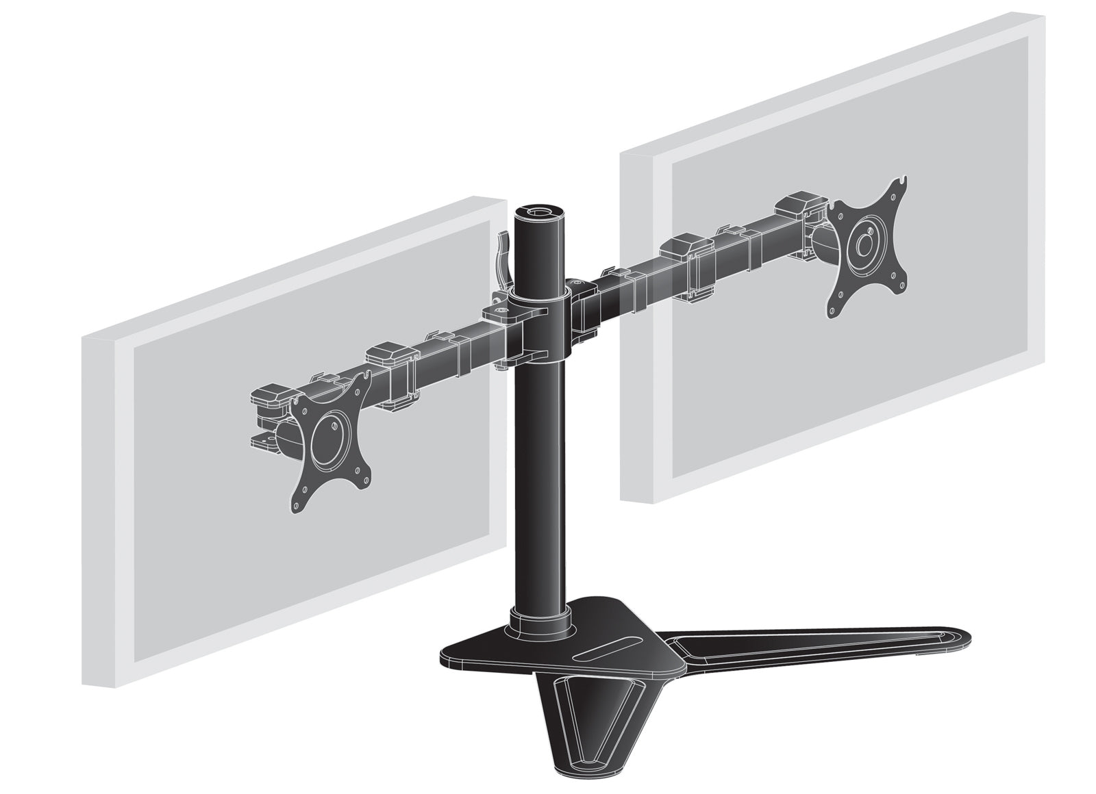 iiyama Monitorarm Tischhalterung – Klemme/Durchführung – 2 Monitore – 10–30" – VESA 75×75/100×100 mm – bis 1