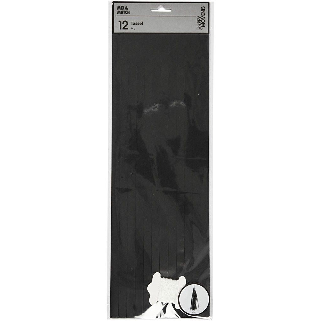 Creativ Company Papier-Quasten – Schwarz – 35 cm – Papier – 12 Stk