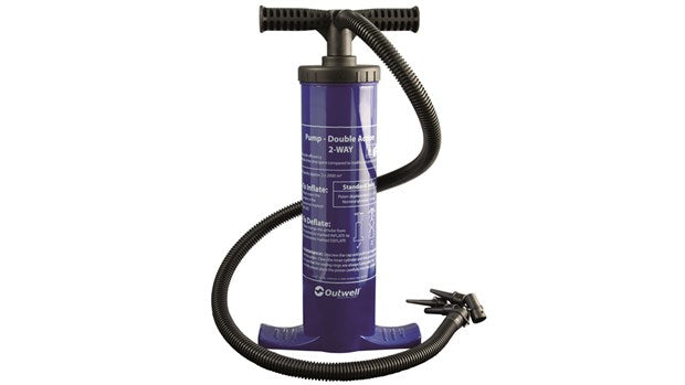 Outwell Handluftpumpe – Doppelhub, mit 3 Aufsätzen – für Schlauchboote