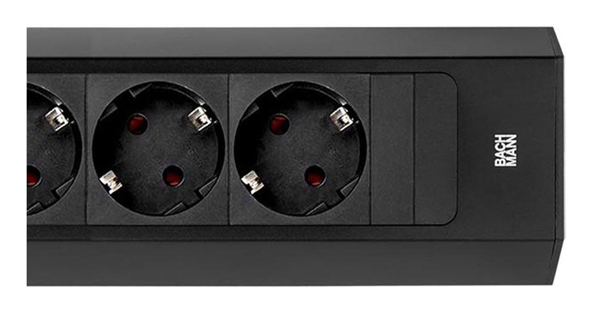 Bachmann CASIA 2 Steckdosenleiste, 4×T13, 2 m, Eingang Schutzkontakt-Montagestecker, IP20 – schwarz