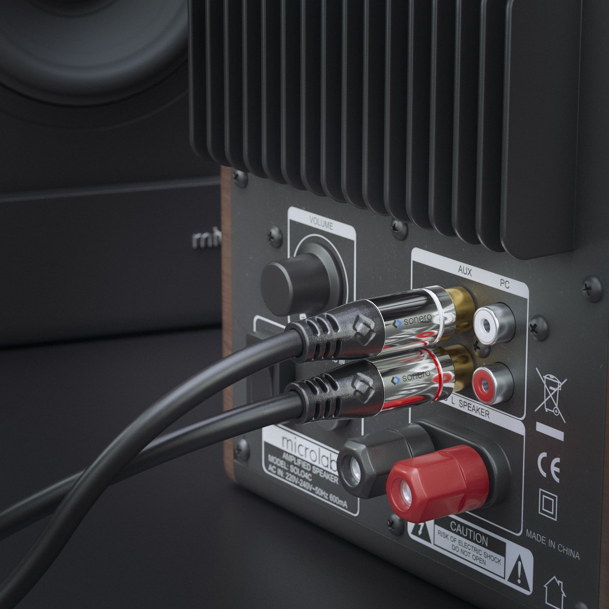 Sonero Audio-Y-Kabel RCA (Stecker) auf 2×RCA (Stecker) – 2 m, geschirmt, vergoldete Kontakte, Schwarz