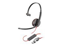 Poly Blackwire 3210 Office-Headset – On-Ear, Mono, USB-C (inkl. USB-C/USB-A-Adapter), Schwarz