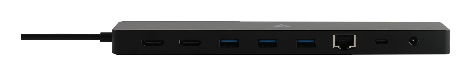 V7 UCPT2D Dockingstation – USB-C, 2× HDMI, 3× USB-A, 2× USB-C, 18 W PD, GbE, SD/microSD, für Windows/Mac
