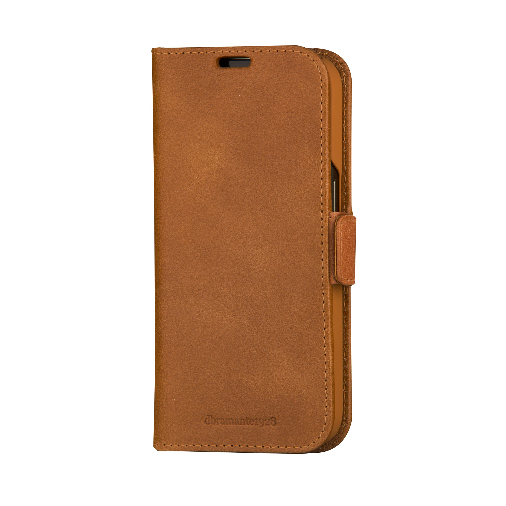 dbramante1928 Copenhagen Wallethülle – für Apple iPhone 15 Plus, mit Ständer, 3 Kartenfächer, Leder, Braun