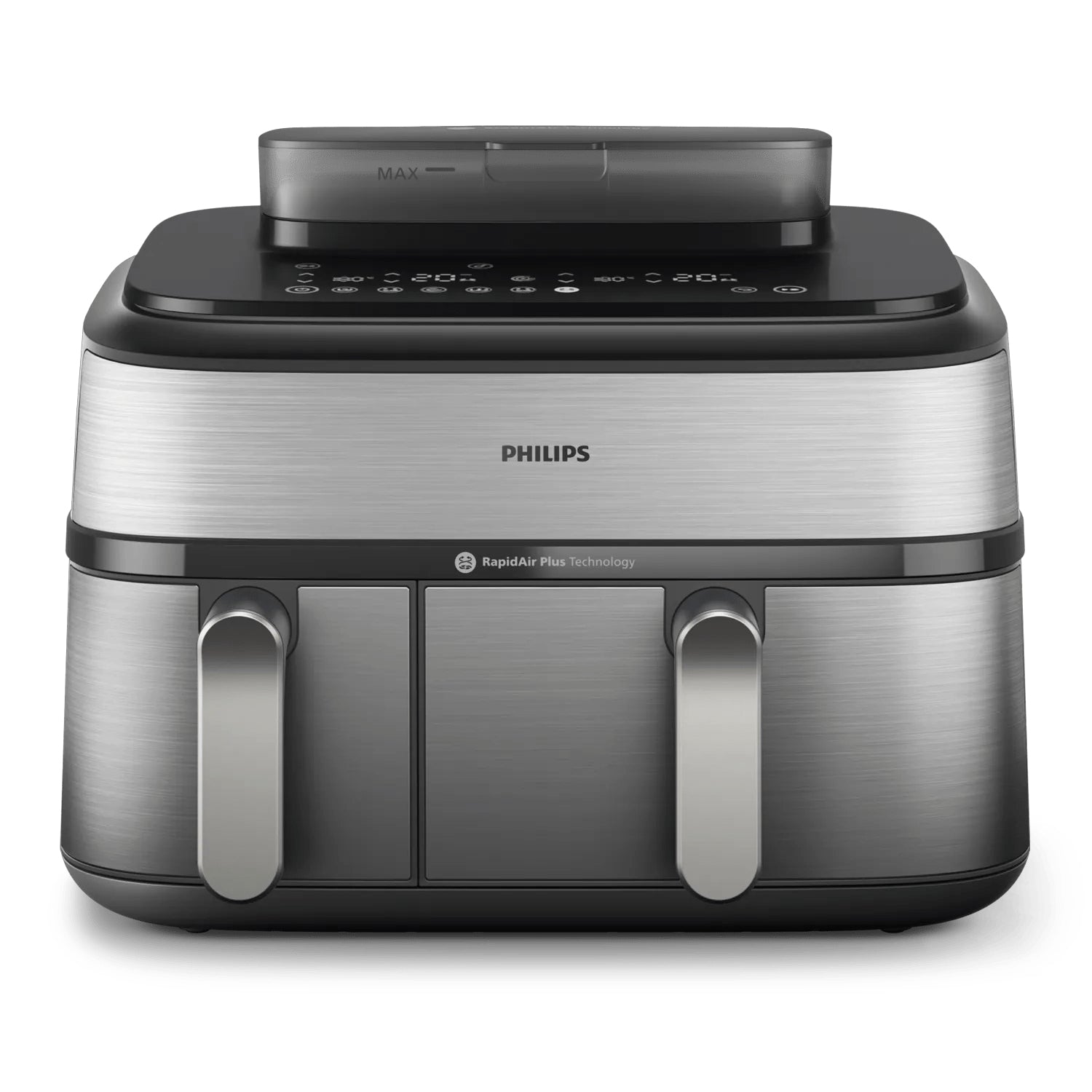 Philips Heissluftfritteuse NA555/00 – 9 l, Doppelkorb & Rapid Air, 2750 W – silber