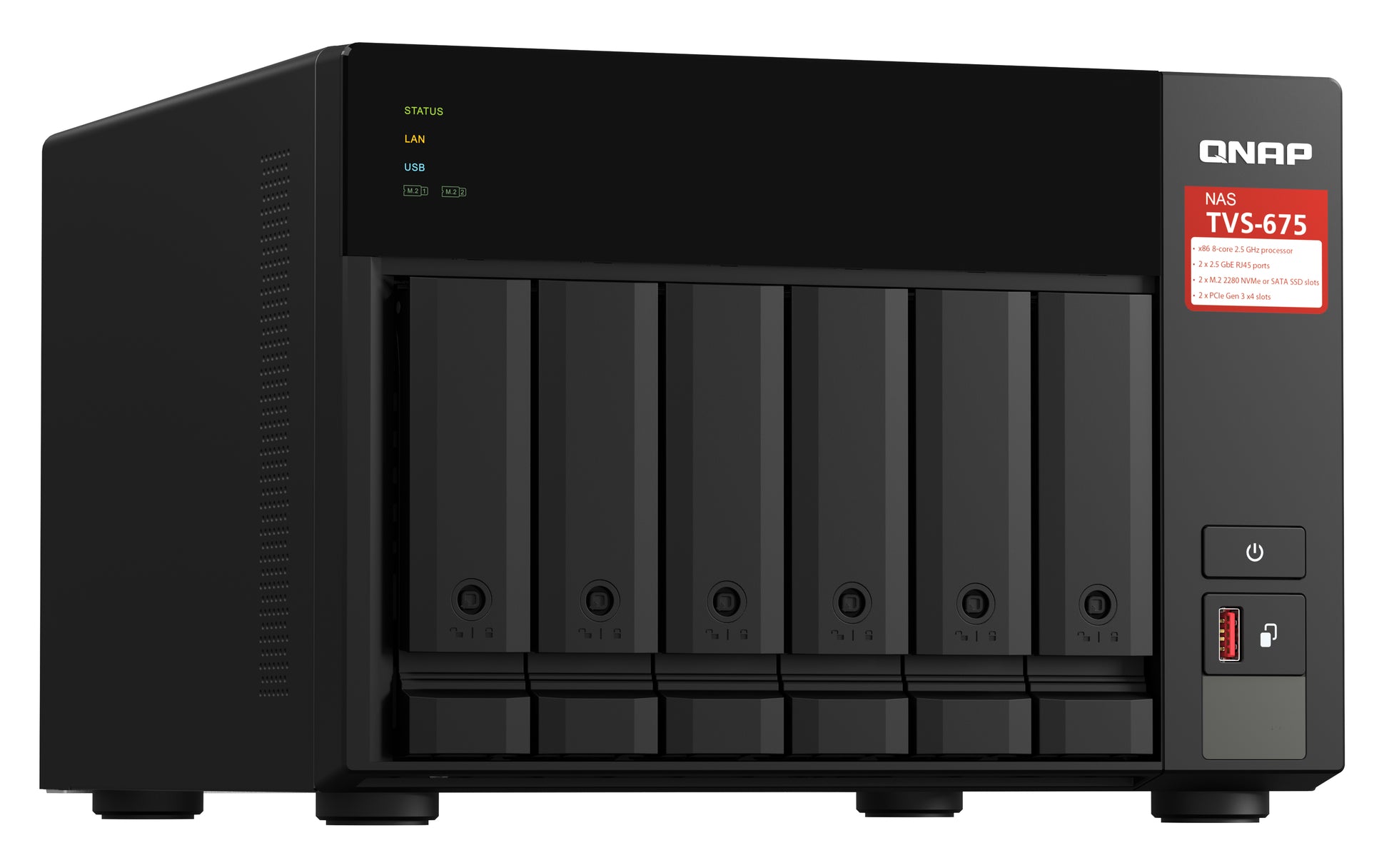 QNAP TVS-675-8G – 6-Bay Tower NAS – ZhaoXin KX-U6580, 8 GB RAM, 2,5GbE, QuTS hero