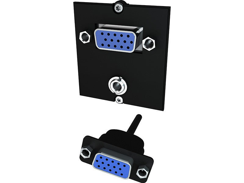 Bachmann Custom Modul, 20 cm Anschlusskabel, VGA + 3,5 mm Buchsen, Rahmen, 200×50×40 mm – Schwarz