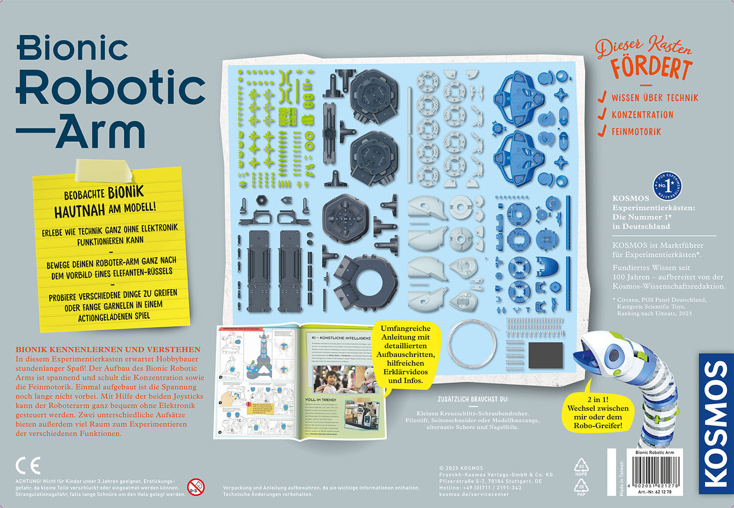Kosmos Experimentier-Set – Bionischer Roboterarm, farbig illustrierte Anleitung, ab 10 Jahren