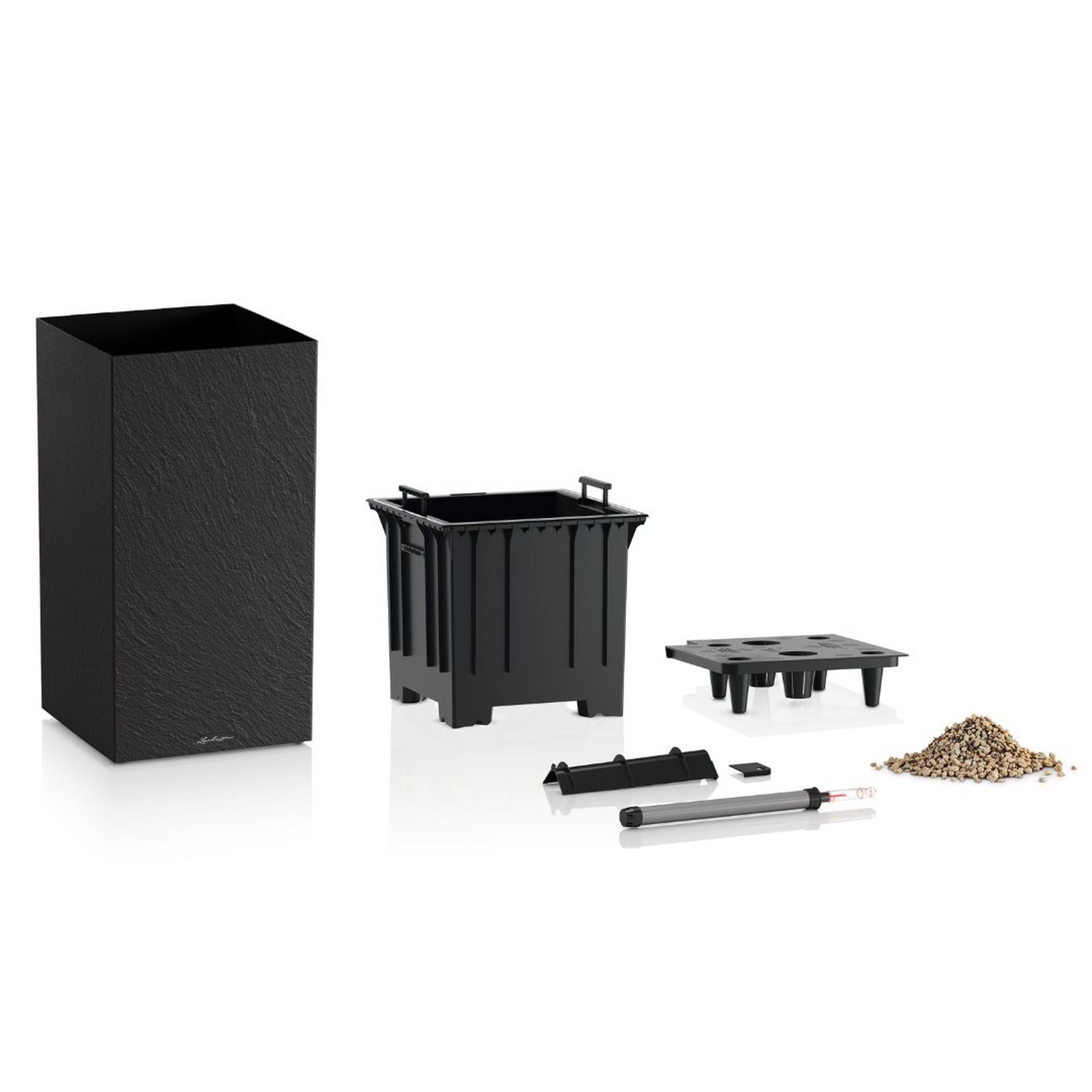 LECHUZA Topfpflanzer – Höhe 56 cm, Tiefe 30 cm, 12 l – Kunststoff, dunkelgrau