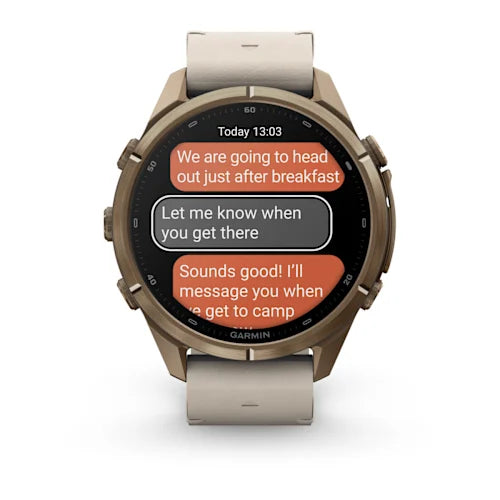 Garmin fēnix 9 Pro 43 mm GPS + Cellular – Titan Gold, Cremefarben, 100 m, für Android, iPhone