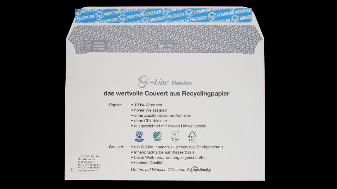 Goessler Couvert C5, Fenster links, Haftklebung, Weiss, 100 g/m², Recycling – 500 Stk.