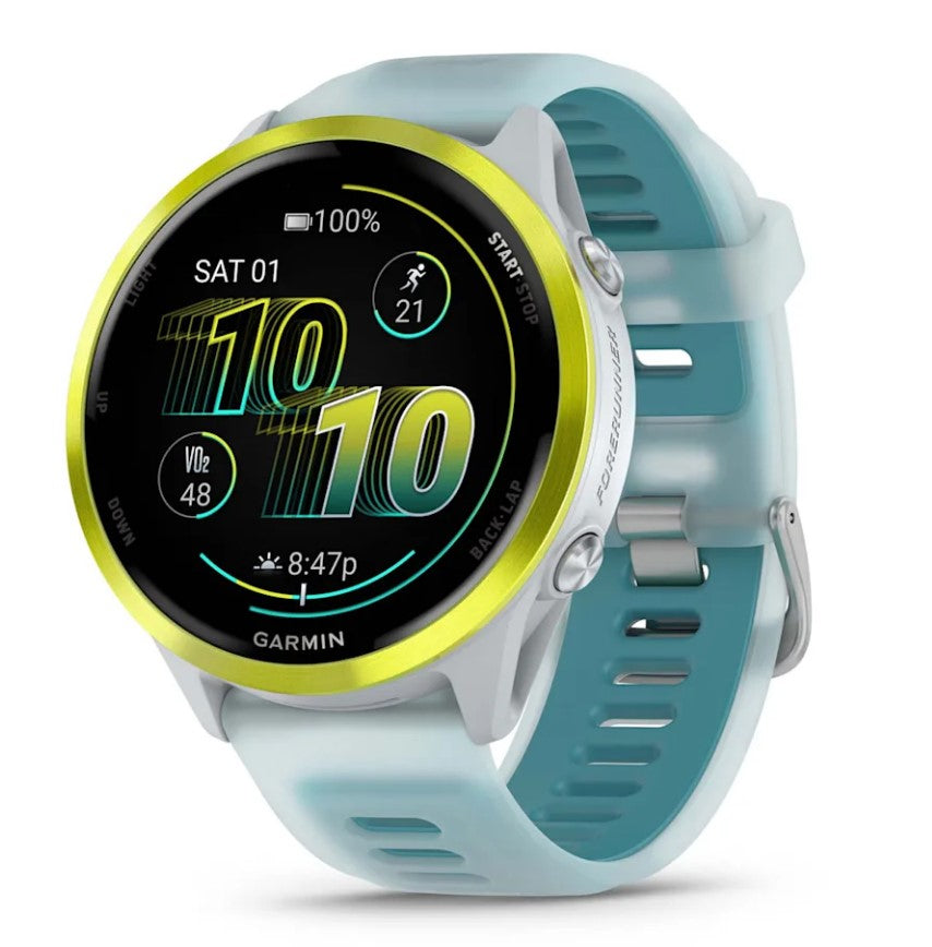 Garmin Forerunner 570 47 mm GPS – Aluminium Weiss, Sportarmband, Blau, 50 m, für Android, iOS