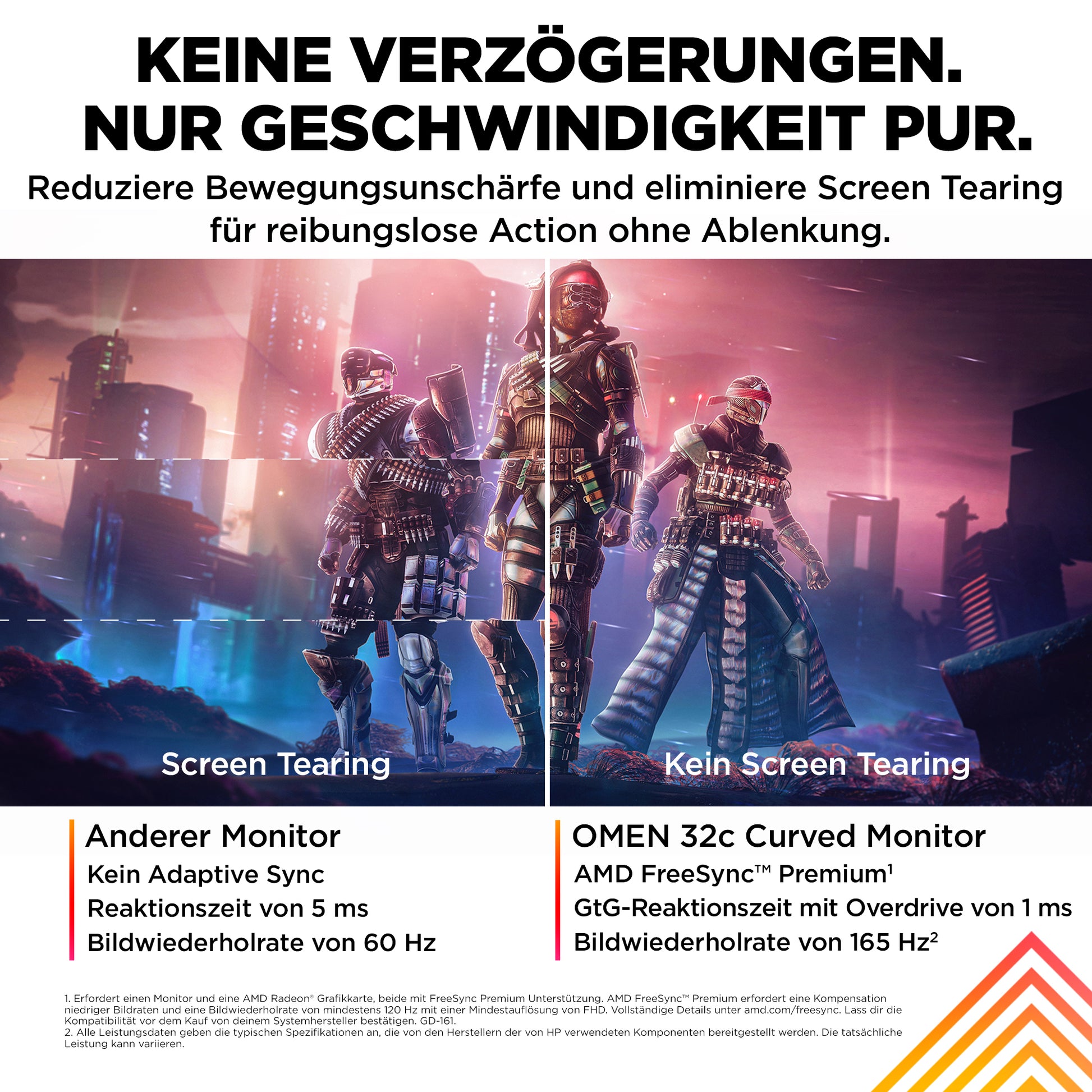 HP OMEN 32c – Monitor, 32", 2560 × 1440 (WQHD), VA, 165 Hz, Gebogen