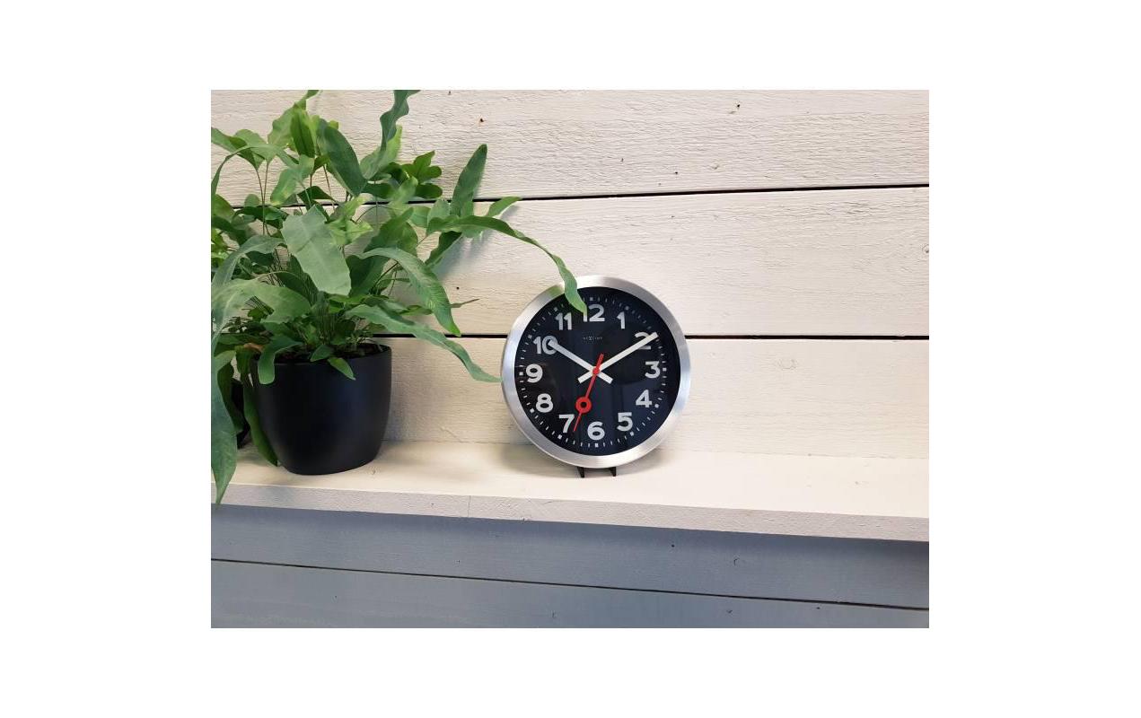 NeXtime Station Wanduhr – Analog, Ø 35 cm, Schwarz, Aluminium