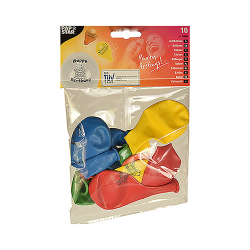 Papstar Luftballons Happy Birthday – mehrfarbig – Ø 22 cm – Latex – 10 Stk