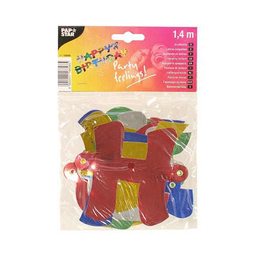 Papstar Buchstabengirlande Happy Birthday – Mehrfarbig – 140 cm – Papier – 1 Stk