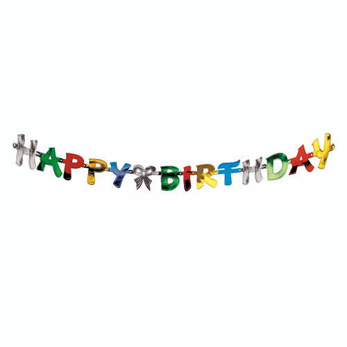 Papstar Buchstabengirlande Happy Birthday – Mehrfarbig – 140 cm – Papier – 1 Stk